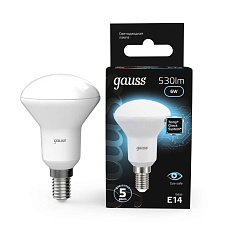 Лампа светодиодная рефлекторная Gauss E14 6W 4100K матовая 106001206 1