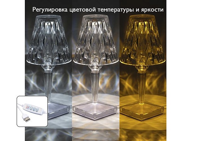 Настольная лампа ФАZA Кристалл CTL1-USB-cl изображение 4 Настольная лампа ФАZA Кристалл CTL1-USB-cl Фото № 4