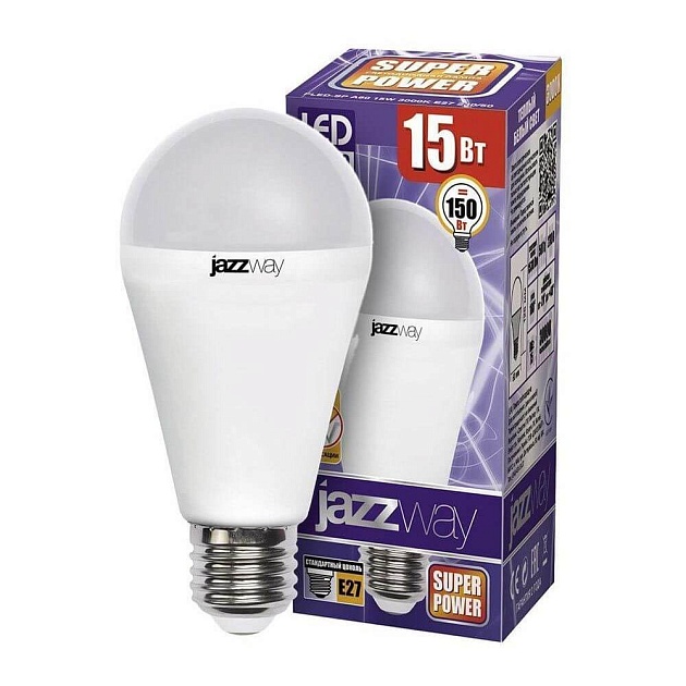 Лампа светодиодная Jazzway E27 15W 3000K матовая 2853028 Фото № 1