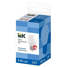 Лампа светодиодная IEK E27 9W 6500K матовая LLE-G45-9-230-65-E27 1