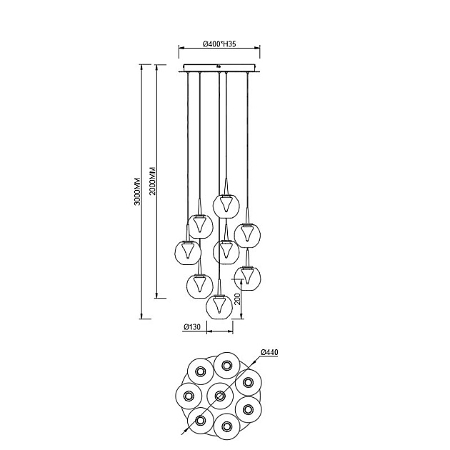 Люстра подвесная Mantra ANDROMEDA 9079 изображение 2 Люстра подвесная Mantra ANDROMEDA 9079 Фото № 2